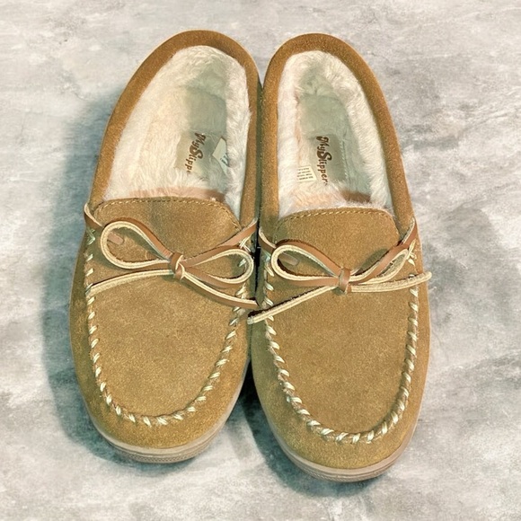 My Slippers Shoes - Leather Upper Comfort Women's Tan Moccasins